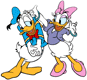 Daisy playing with Donald's hair