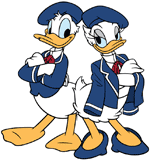 Donald and Daisy Duck wearing matching navy berets