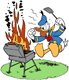 Donald Duck barbecuing