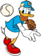 Donald Duck playing baseball
