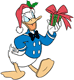 Classic Donald Duck holding a Christmas present