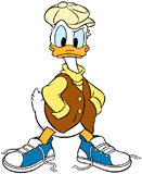 Donald Duck wearing a flat cap