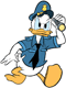 Donald Duck as a security guard
