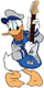 Donald Duck playing the guitar