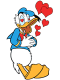 Donald Duck in love, seeing hearts