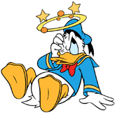 Donald Duck nursing his wounded head