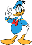 Donald Duck flashing the peace sign