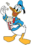 Donald Duck eating popcorn