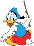 Donald Duck holding a stick