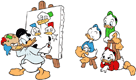 Donald Duck painting his nephews