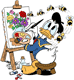 Donald painting flowers, attracted by bees