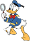 Donald searching with magnifying glass