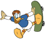 Donald Duck skateboarding