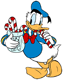 Donald Duck eating candy cane