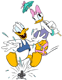 Donald, Daisy Duck in sprinkler