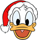 Donald Duck wearing Santa hat