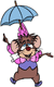 Dormouse falling with umbrella