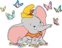 Dumbo and Timothy Mouse surrounded with butterflies