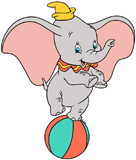 Dumbo balancing on a circus ball