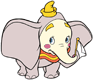Dumbo dressed as a clown