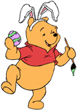Winnie the Pooh painting an Easter egg