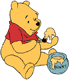 Winnie the Pooh painting Easter eggs with honey