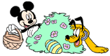 Mickey Mouse, Pluto on an Easter egg hunt