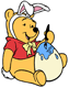 Winnie the Pooh painting Easter egg with bunny ears