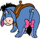 Eeyore wearing a saddle