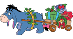 Eeyore drawing cart of Christmas presents