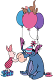 Piglet and Roo celebrating Eeyore's birthday