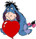 Eeyore holding a heart