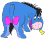 Eeyore holding a flower in his mouth