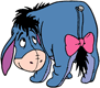 Eeyore looking back, smiling