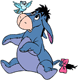 Eeyore with a bird on his nose