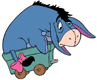 Eeyore rolling down in a cart