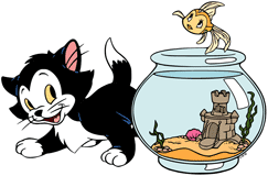 Figaro and Cleo jumping over her bowl