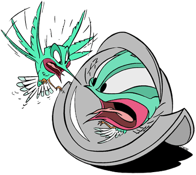 Flit startled by his own reflection in a helmet