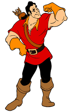 Gaston flexing his bicep muscle