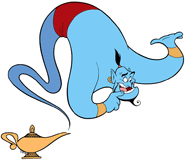 Genie appearing from his lamp