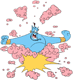 Genie appearing poof in clouds of smoke
