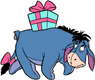 Eeyore carrying wrapped present
