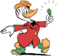 Gladstone Gander holding four-leaf clover