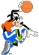 Goofy playing basketball
