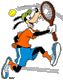 Goofy playing tennis