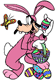 Goofy dressed as Easter bunny
