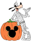 Goofy as a mummy with a pumpkin