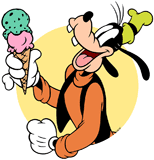 Goofy holding an ice cream cone