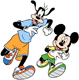 Goofy, Mickey Mouse running a marathon