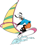Goofy windsurfing